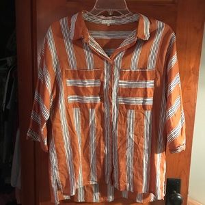 FRNCH striped boyfriend button down with pockets